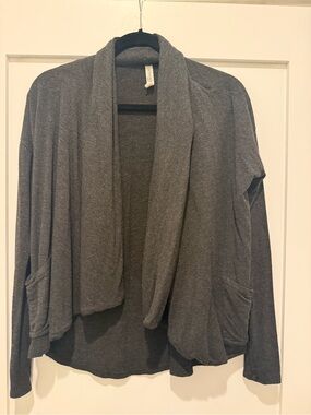 Open-Front Shawl Collar Cardigan Sweater - Dark Gray